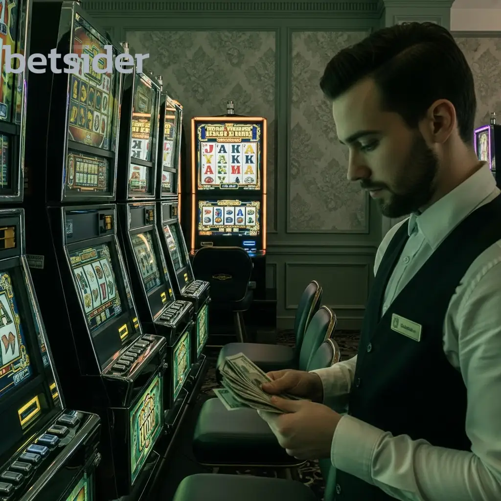 Casino staff member processing a cash payout